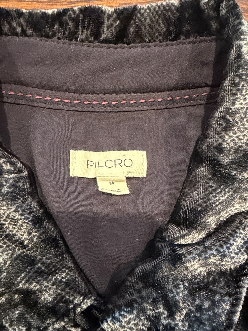 Pilcro Black Snake-Print Velvet-Feel Button-Down Shirt - Picture 2 of 4